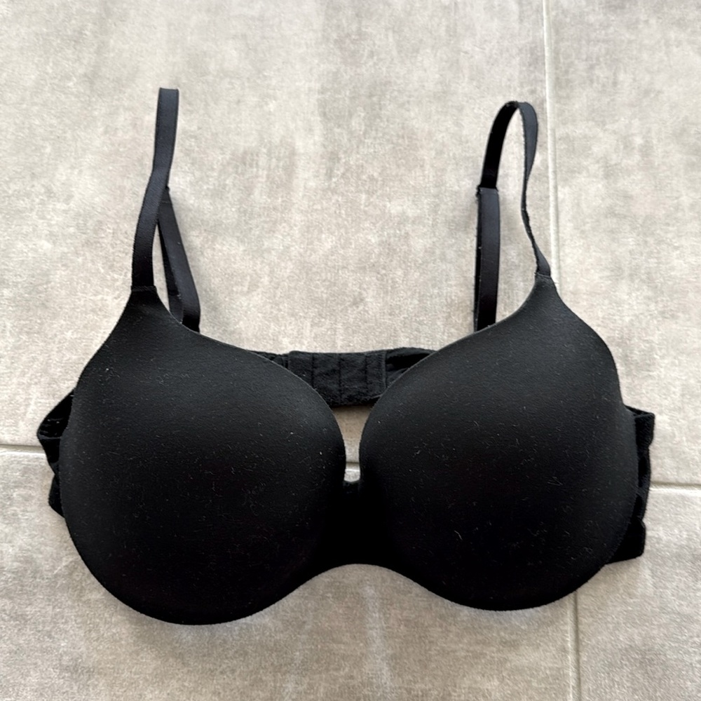 Gently Worn Auden Women's Embedded Wire Cotton Demi Bra - Black - Size 38B